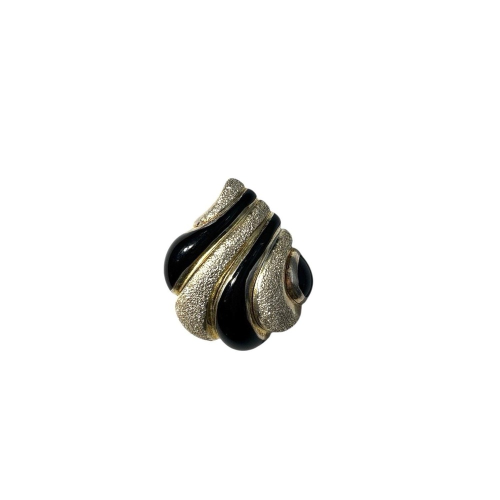 Vintage Milor Italy‎ Sterling Silver 925 Onyx Bi-Tone Twisted Teardrop Pendant